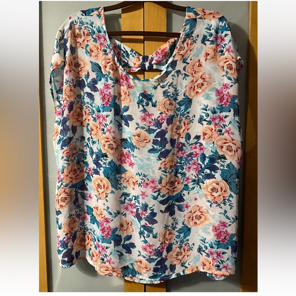 Torrid Sz 2 Floral Sleeveless Blouse Sheer.